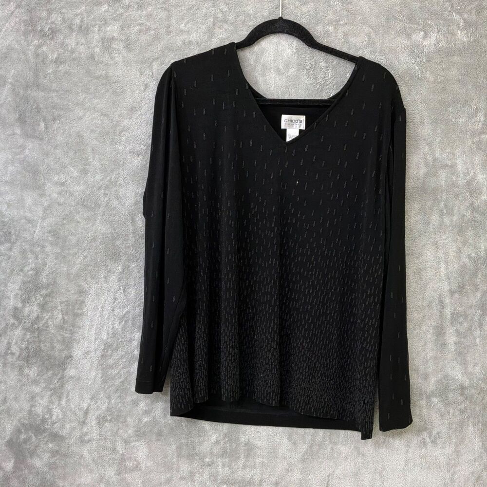 Chico's Travelers Top XL Ombré embellished beaded cocktail Evening Office Party